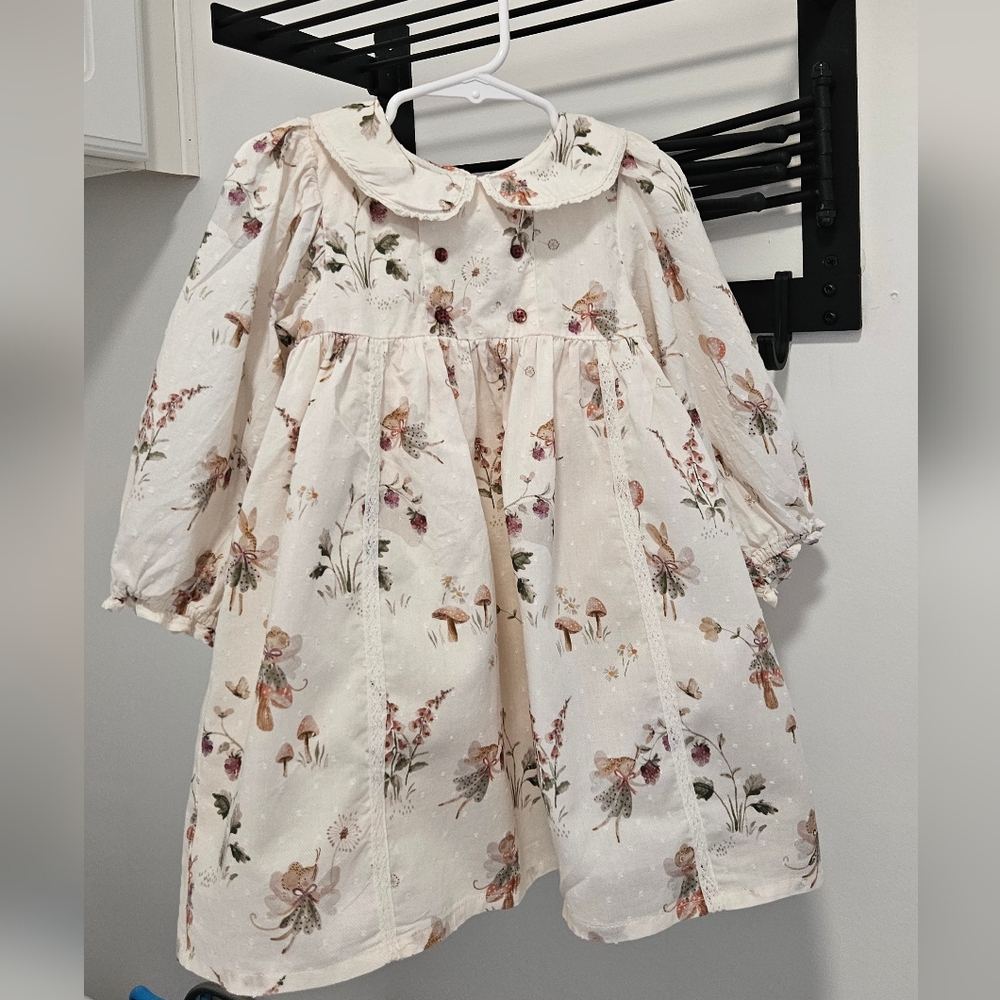 Next Cream Floral Kids Dress